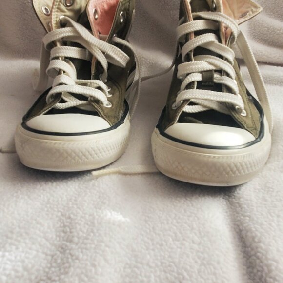 Double Upper Converse All Star Chuck Taylor Green and pink women 8 - Picture 14 of 16